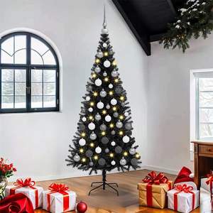 Árbol de Navidad de PVC Negro de 70.9 Pulgadas con 300 Luces LED Decorativas - Product Image 1