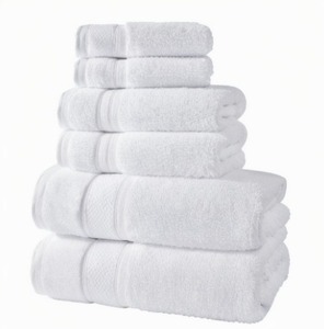 Serviettes de bain en coton pur de qualité export, blanches, 550 GSM, en tissu éponge, douces, absorbantes et durables, pour hôtels et complexes hôteliers - Product Image 2