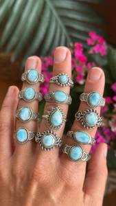 Larimar <b>Silver</b> Ring 925 Sterling <b>Silver</b> Ring <b>Solid</b> 925 Sterling <b>Silver</b> - Product Image 1