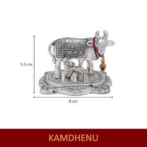 Ídolo de vaca y ternero Kamdhenu bañado en plata, regalo religioso y espiritual, decoración Vastu para el hogar, para sala de Pooja y Mandir, regalo de inauguración de casa - Product Image 3
