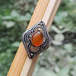 <b>Indian</b> Carnelian <b>Ring</b> Rhombus Ethnic <b>Ring</b> Women Fashion Jewelry Oval Gemstone <b>Ring</b> Handmade Gift For Women - Product Image 4