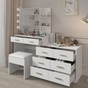 Grande Tavolo da Trucco con 10 Luci LED e Stazione di Ricarica, Ideale per Uso come Toeletta - Product Image 2