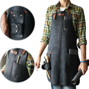 Leather Bib <b>Apron</b> With Pockets Durable Classic Work <b>Apron</b> For Cooking Daily Use - Product Image 4