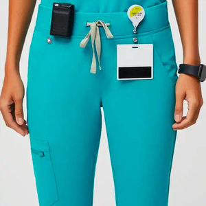 SARFAN INTERNATIONAL Women's Medical <b>Scrub</b> Sets Cotton Knitted Hospital Uniforms Needle Detection Seamless Fusing <b>Blue</b> Green - Product Image 3