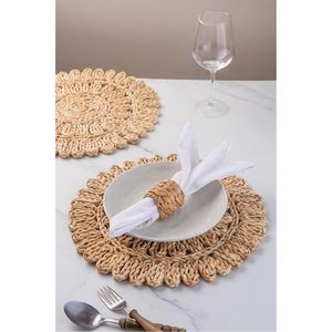 Eco-Friendly Round Woven Straw Placemat Boho Table <b>Runner</b> Mat Heat Insulated Dining Table Decor Kitchen Tableware Accessories - Product Image 1