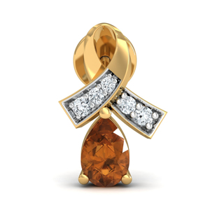 Pendientes de lujo con lazo chapado en oro de 18 quilates, con topacio y diamantes de corte brillante redondo engastados en canal, para mujer, para uso diario. - Product Image 3