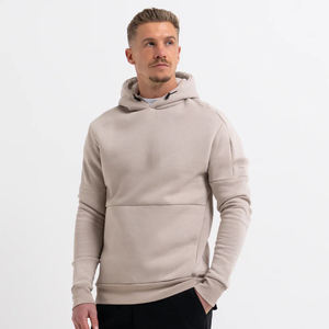 Sudadera con Capucha Beige para Hombre, Corte Regular, Tejido de Algodón, Color Sólido, Estilo Casual para Otoño, con Diseño de Bolsillo - Product Image 3
