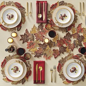 Embroidered Fall Leaf <b>Table</b> <b>Runner</b> Rustic Cloth Home Decor Washable - Product Image 5