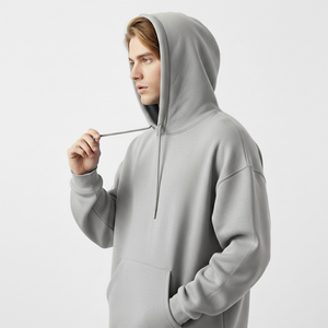 Sweat-shirt à capuche surdimensionné pour homme, couleur unie, en polaire, avec poche kangourou, coupe classique, décontracté, pour l'automne - Product Image 5