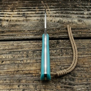 Cuchillo de Caza de Hoja Fija de Acero 1095 Hecho a Mano con Mango de Turquesa y Funda de Cuero Estampado - Product Image 6