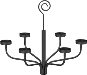 Hanging Candle Chandelier for <b>Tealight</b> Candles Metal Wall Sconce Black Indoor Outdoor Decorative - Product Image 6