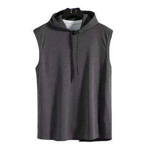 À la mode nouveau sweat à capuche sans manches Simple couleur unie haut à capuche été respirant gilet haut du corps vêtements pour les Couples à porter - Product Image 3