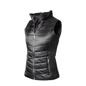 Chaleco Acolchado Negro para Mujer, Cierre Completo con Cremallera, Resistente al Viento, para Montar a Caballo, Color Sólido, Sin Mangas - Product Image 2