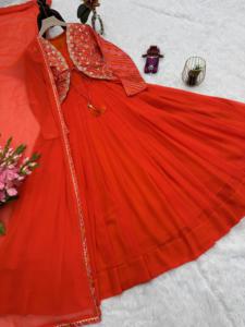 Vestido de seda de diseñador más popular con koti bordado, dupatta con lentejuelas, conjunto de vestido indio étnico para fiesta. - Product Image 6