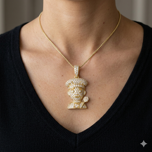 Hip Hop Trendy 925 Silver Rhodium Plated Custom Pillsbury Chef Natural Diamond Iced Party Wear <b>Pendant</b> Fashionable Charm Gift - Product Image 2