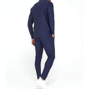 Ensemble de survêtement bleu marine pour homme, veste à fermeture éclair à manches longues et pantalon de jogging, couleur unie décontractée, respirant, vêtements d'automne - Product Image 3
