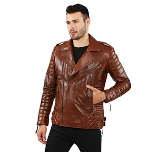 Veste en cuir véritable vintage pour homme, manteau de motard en cuir de vache véritable, veste de moto robuste, vêtement d'extérieur décontracté pour l'hiver, veste de pilote chaude - Product Image 1