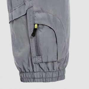 Pantalon cargo gris pour femme, taille mi-haute, cordon de serrage, coupe ample, longueur intégrale, plusieurs poches, style décontracté, pour le printemps - Product Image 4
