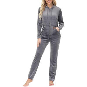 Conjunto Deportivo de Invierno para Mujer, Talla Grande, de Maternidad, en Velour Sólido, Transpirable, de Poliéster/Algodón, con Sudadera con Capucha y Pantalones, para Deportes al Aire Libre - Product Image 1