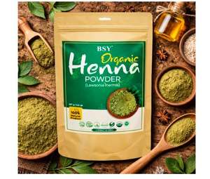 BSY Henna Orgánica en Polvo para el Cabello, 100% Pura y Natural, Polvo Herbal Maruthani para un Color Intenso, Henna Sin Químicos para Mujeres - Product Image 2