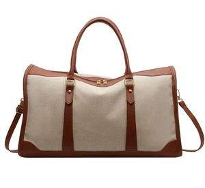 Bolsa de Viaje de Lona y Cuero con Cierre, Gran Capacidad, Resistente, Fabricante OEM, Impermeable, Bolsa de Fin de Semana, Venta al Por Mayor - Product Image 4