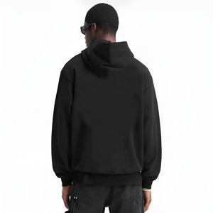 Sudadera con capucha negra personalizada de fábrica con estampado completo para hombre, 100% algodón, felpa francesa, sudadera deportiva con estampado completo. - Product Image 3