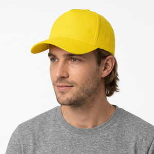 Casquette de baseball unisexe en coton jaune, 6 panneaux, réglable, couleur unie, style décontracté - Product Image 2