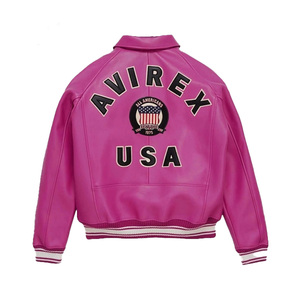 OEM Manufacturer Custom Front Leather High Quality Canvas Men's Avirex <b>Winter</b> <b>Jackets</b> OEM Service Stand Collar <b>Waterproof</b> Breath - Product Image 2