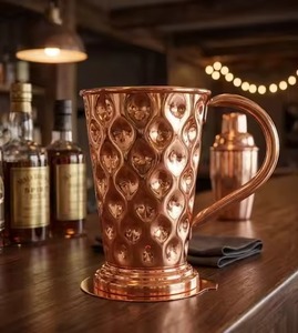 Tazas de Cobre Vintage Lisas con Asa de Latón, Tazas de Cerveza Antiguas, Moscow Mule, Accesorios Personalizados para Hotel y Hogar, Historia Ayurvédica - Product Image 1