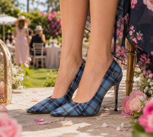 Luxury Scottish Tartan High Heel Pumps | Women's <b>Pointed</b> Toe Stiletto Shoes | Custom Logo - Product Image 1