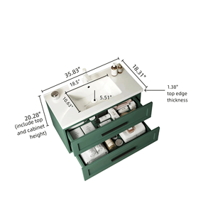 JODI 36\" Modern <b>Wall</b> <b>Mounted</b> Floating Bathroom Vanity Sink 2 Drawers with NO Side <b>Cabinet</b> White 2023 Model - Product Image 5