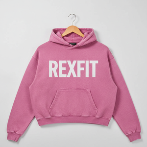 Sweat à capuche personnalisé OEM Rexfit Sports, streetwear, coton lourd, délavé à l'acide, broderie effet soleil. - Product Image 1