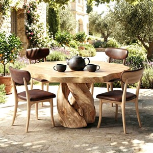 Luxurious and uniquely crafted wooden <b>dining</b> <b>table</b> designed to create a warm and inviting atmosphere - Product Image 1