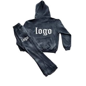 Prix compétitif, Fabricant de survêtements à fermeture éclair avec logo personnalisé, Survêtement évasé de haute qualité, Survêtement personnalisé pour homme délavé au soleil et à l'acide - Product Image 2