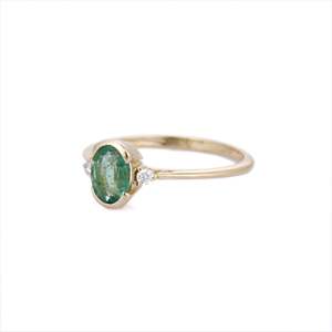 14K Yellow Gold Emerald Moissanite Wedding Ring for Women - Product Image 4