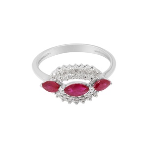 Anillo de Compromiso de Oro Amarillo Sólido de 18K con Rubí Natural Marquise y Halo de Diamantes, Joyería Fina, Memoria Jewels, Venta al Por Mayor - Product Image 3