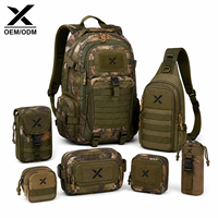 Sac à dos de chasse camouflage personnalisé avec pochette MOLLE, fermeture éclair, imperméable, en nylon 1000D, capacité 56-76L, bretelles arquées, pour l'extérieur