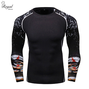 เสื้อรัดกล้ามเนื้อสำหรับยิวยิตสู MMA บราซิลเลียนยิวยิตสู ชกมวย แบบขายส่ง OEM รุ่นใหม่ล่าสุด สีดำหลากสี แขนยาว ระบายอากาศได้ดี - Product Image 4