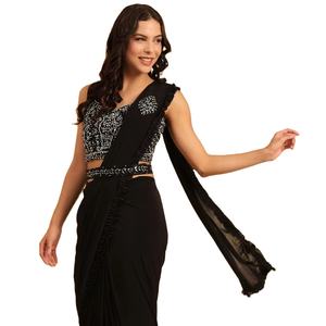 Hermoso Listo para usar exquisito bordado a mano con Sari de espejo para la venta en línea - Product Image 1