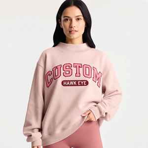เสื้อสเวตเชิ้ตคอเต่าแบบมีฮู้ดทรงหลวมสไตล์สตรีทแวร์ แขนเสื้อแบบดรอปโชว์เดอร์ สำหรับผู้หญิง - Product Image 1