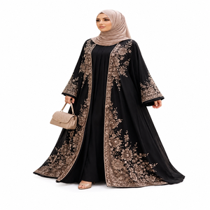 Ensemble Abaya Brodé Élégant pour Femme Musulmane, Tenue de Prière Modeste, Taille XXL, Léger, Infroissable, Longueur Maxi, Idéal pour l'Aïd et les Visites à la Mosquée - Product Image 1