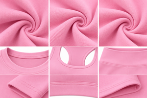 Conjunto de Yoga Rosa de 3 Piezas para Mujer, Leggings de Cintura Alta con Corte Acampanado, Sujetador Deportivo, Top Corto de Manga Larga - Product Image 4