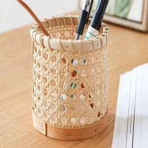 Étuis à crayons en rotin naturel au prix le plus bas, porte-stylos, porte-pinceaux, conteneur pour ustensiles de cuisine en gros - Product Image 4