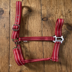 Nouveauté : Harnais pour cheval en nylon confortable et réglable, à rayures bicolores, avec ferrures en acier inoxydable nickelé - Product Image 1