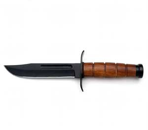 Cuchillo de Camping Hecho a Mano Personalizado, Acero con Recubrimiento Negro, Punta Caída, Mango de Madera Ranurado, Doble Protección, DIY OEM para Exteriores - Product Image 5