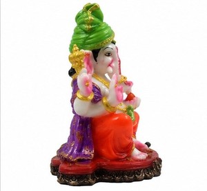 Colorful Resin Ganesh Statue Hindu God Figurine Sitting <b>Elephant</b> Deity Ornament for Home <b>Decor</b> Tabletop - Product Image 4