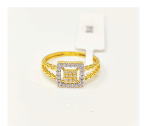 22K Solid Gold Square Ring for Women Authentic 916 Yellow Gold Cluster Cubic Zirconia Finger Ring Luxury Fine Jewelry Gift - Product Image 1