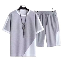 Ensemble de sport d'été pour homme, personnalisé OEM avec logo sérigraphié, T-shirt à manches courtes et pantalon en tissu gaufré, coupe ample, respirant