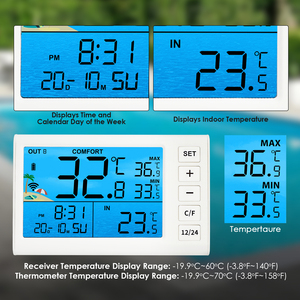 Thermomètre de piscine intelligent à énergie solaire avec lumière RGB et moniteur récepteur, portée de 100 m, écran de 4,4 pouces pour piscines, spas et bains à remous - Product Image 5
