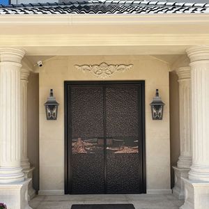 2-Pack nero moderno parete esterna lanterna grande parete a 2 luci vetro Design industriale lampada esterna impermeabile fattoria - Product Image 5